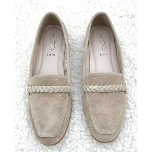 Joie Tan Suede Braided Loafers Flats 8.5 Old Money Preppy Classic Shoes